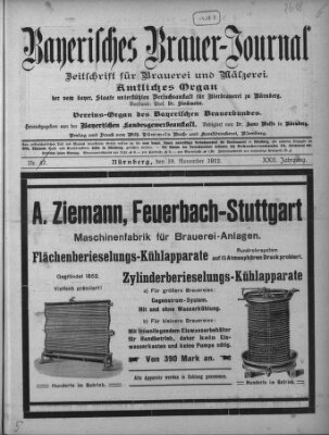 Bayerisches Brauer-Journal Montag 18. November 1912