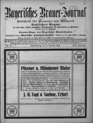 Bayerisches Brauer-Journal Montag 2. Dezember 1912