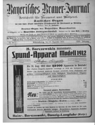 Bayerisches Brauer-Journal Montag 23. Dezember 1912