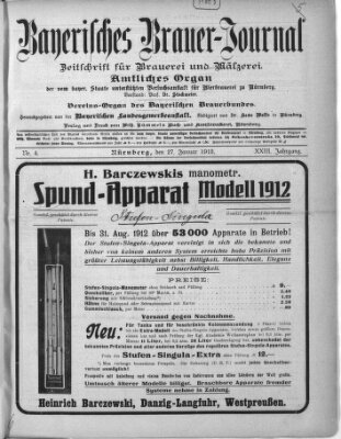 Bayerisches Brauer-Journal Montag 27. Januar 1913