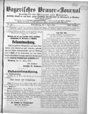 Bayerisches Brauer-Journal Montag 7. April 1913