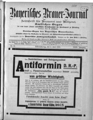 Bayerisches Brauer-Journal Montag 2. Juni 1913