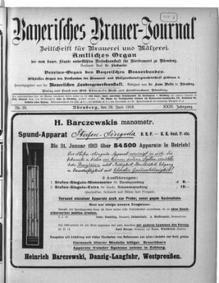 Bayerisches Brauer-Journal Montag 23. Juni 1913