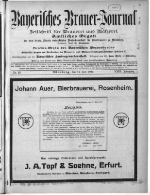 Bayerisches Brauer-Journal Montag 14. Juli 1913