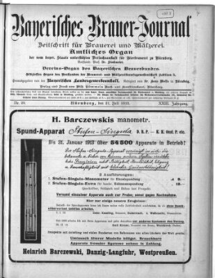 Bayerisches Brauer-Journal Montag 21. Juli 1913