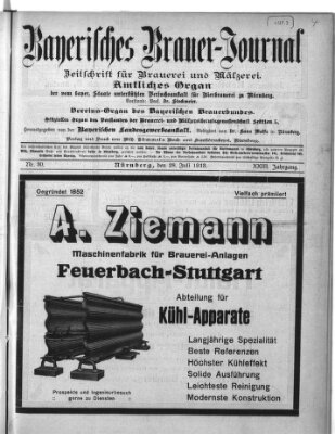 Bayerisches Brauer-Journal Montag 28. Juli 1913