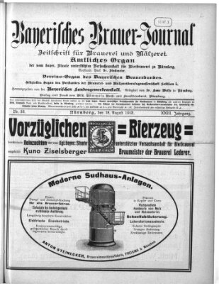 Bayerisches Brauer-Journal Montag 18. August 1913