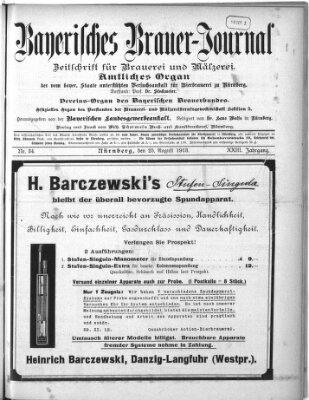 Bayerisches Brauer-Journal Montag 25. August 1913