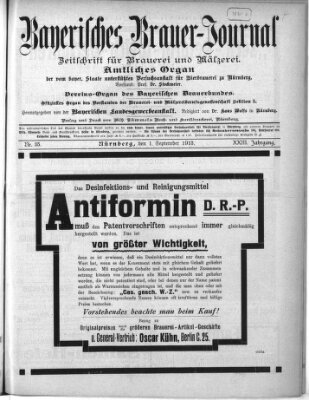 Bayerisches Brauer-Journal Montag 1. September 1913