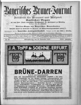 Bayerisches Brauer-Journal Montag 29. September 1913