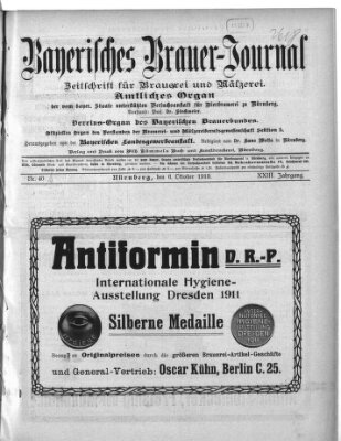 Bayerisches Brauer-Journal Montag 6. Oktober 1913