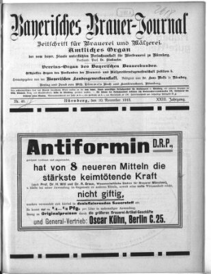 Bayerisches Brauer-Journal Montag 10. November 1913