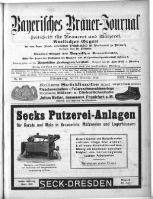 Bayerisches Brauer-Journal Montag 17. November 1913