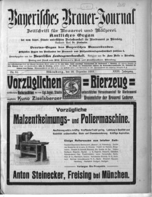 Bayerisches Brauer-Journal Montag 22. Dezember 1913