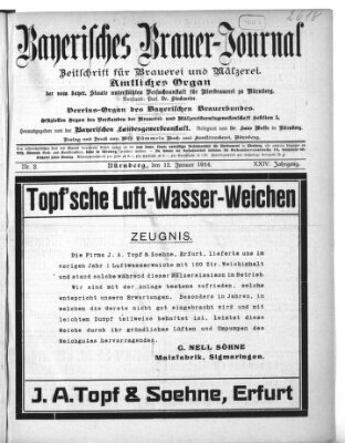 Bayerisches Brauer-Journal Montag 12. Januar 1914