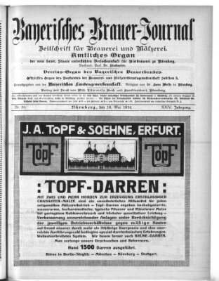 Bayerisches Brauer-Journal Montag 18. Mai 1914