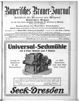 Bayerisches Brauer-Journal Montag 8. Juni 1914