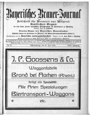 Bayerisches Brauer-Journal Montag 22. Juni 1914