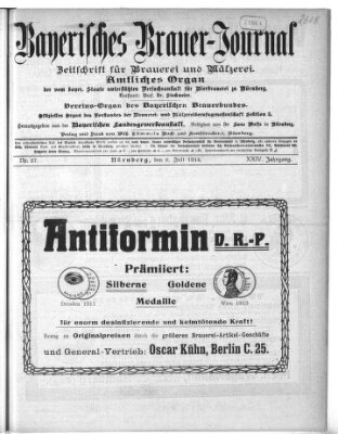 Bayerisches Brauer-Journal Montag 6. Juli 1914