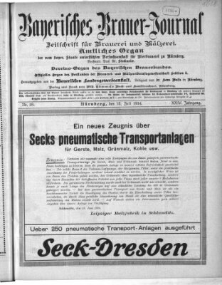 Bayerisches Brauer-Journal Montag 13. Juli 1914