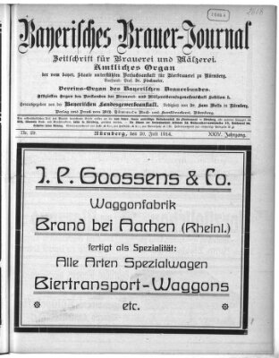 Bayerisches Brauer-Journal Montag 20. Juli 1914