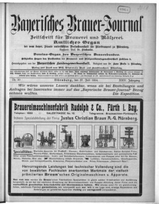 Bayerisches Brauer-Journal Montag 27. Juli 1914