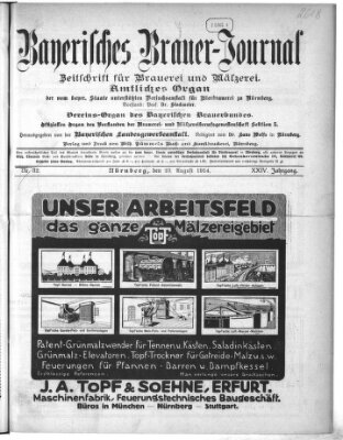 Bayerisches Brauer-Journal Montag 10. August 1914