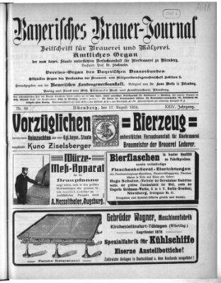 Bayerisches Brauer-Journal Montag 17. August 1914