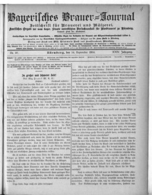 Bayerisches Brauer-Journal Montag 14. September 1914