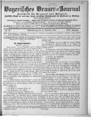 Bayerisches Brauer-Journal Montag 21. September 1914