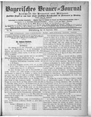 Bayerisches Brauer-Journal Montag 28. September 1914