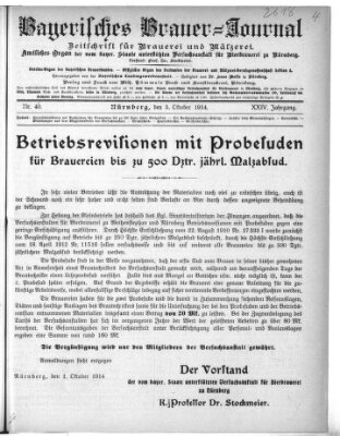 Bayerisches Brauer-Journal Montag 5. Oktober 1914