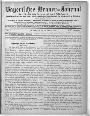 Bayerisches Brauer-Journal Montag 18. Januar 1915