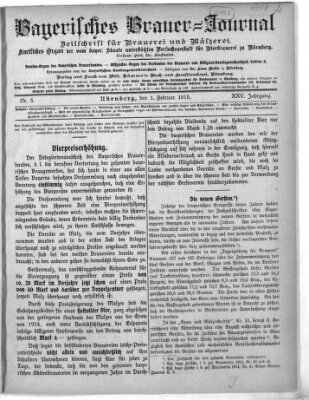 Bayerisches Brauer-Journal Montag 1. Februar 1915