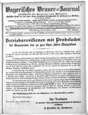 Bayerisches Brauer-Journal Montag 22. Februar 1915