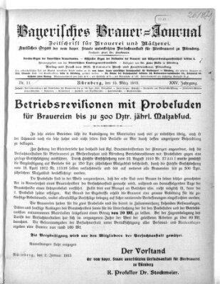 Bayerisches Brauer-Journal Montag 15. März 1915