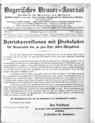 Bayerisches Brauer-Journal Montag 21. Juni 1915