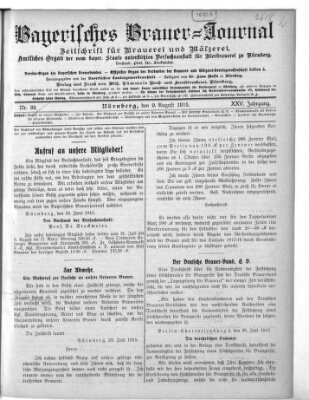 Bayerisches Brauer-Journal Montag 9. August 1915