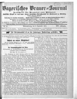 Bayerisches Brauer-Journal Montag 6. September 1915