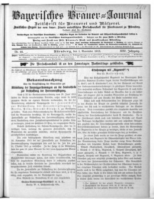 Bayerisches Brauer-Journal Montag 1. November 1915