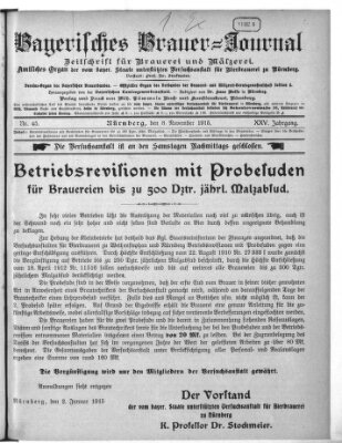 Bayerisches Brauer-Journal Montag 8. November 1915