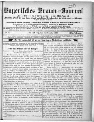 Bayerisches Brauer-Journal Montag 22. November 1915