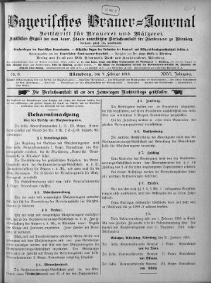 Bayerisches Brauer-Journal Montag 7. Februar 1916