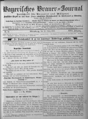 Bayerisches Brauer-Journal Montag 20. März 1916