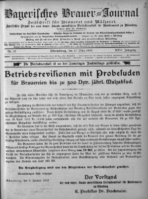 Bayerisches Brauer-Journal Montag 27. März 1916