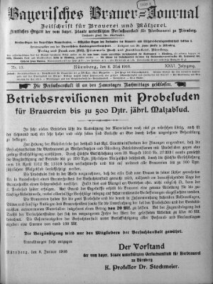 Bayerisches Brauer-Journal Montag 8. Mai 1916