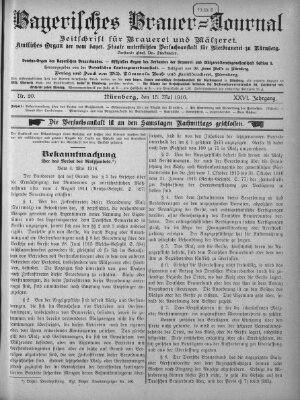 Bayerisches Brauer-Journal Montag 15. Mai 1916