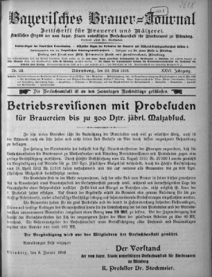 Bayerisches Brauer-Journal Montag 29. Mai 1916