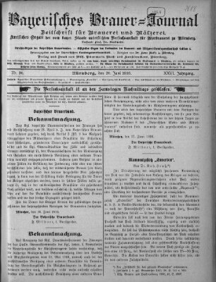 Bayerisches Brauer-Journal Montag 26. Juni 1916