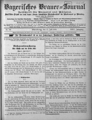 Bayerisches Brauer-Journal Montag 17. Juli 1916